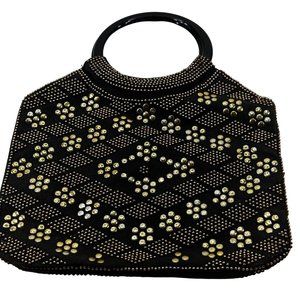 Unbranded Women's Ring Handle Beaded Bag One Bead Missing On Bottom